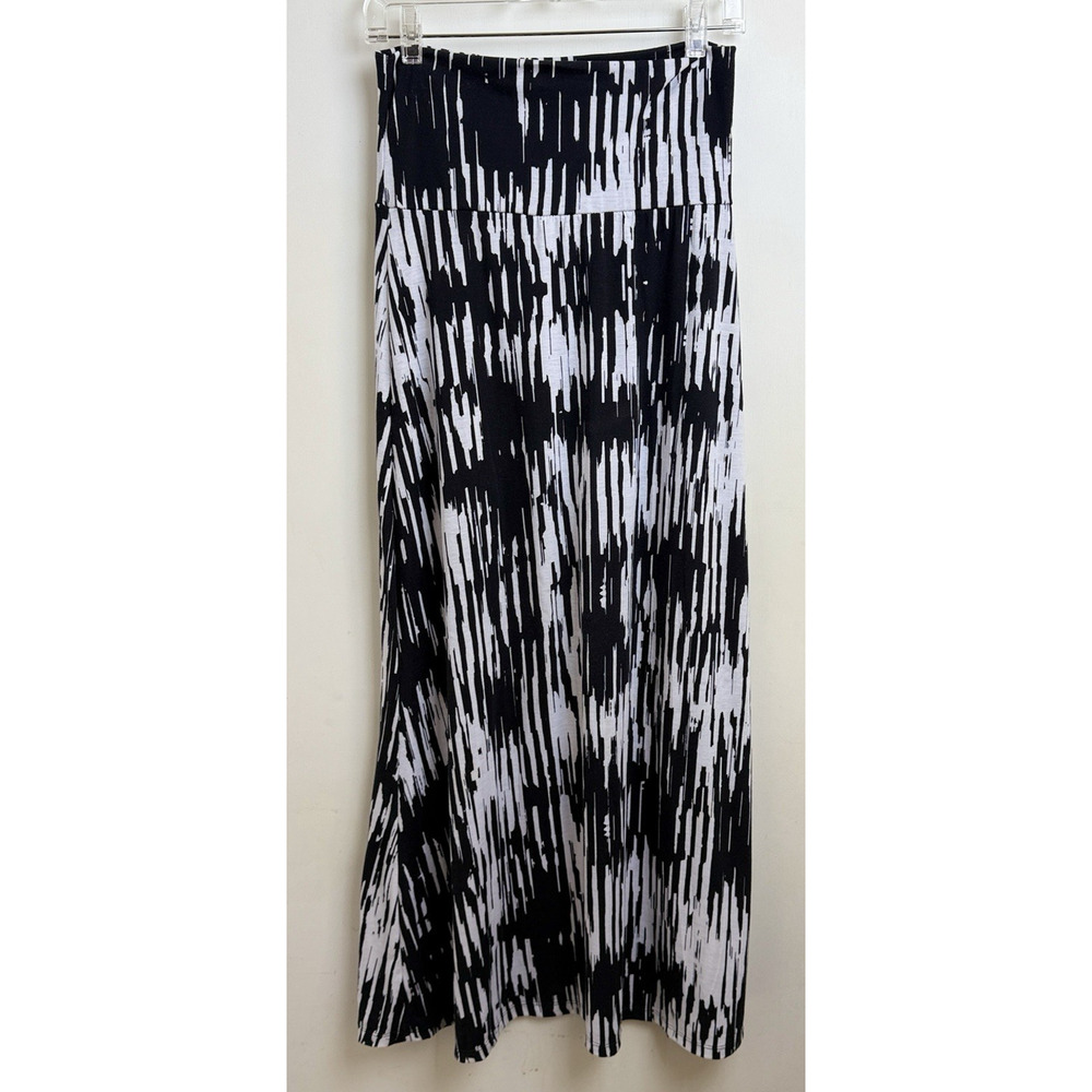 Abstract Maxi Skirt Black & White Women Size M Coastal Festival Casual Vacation - Picture 2 of 6